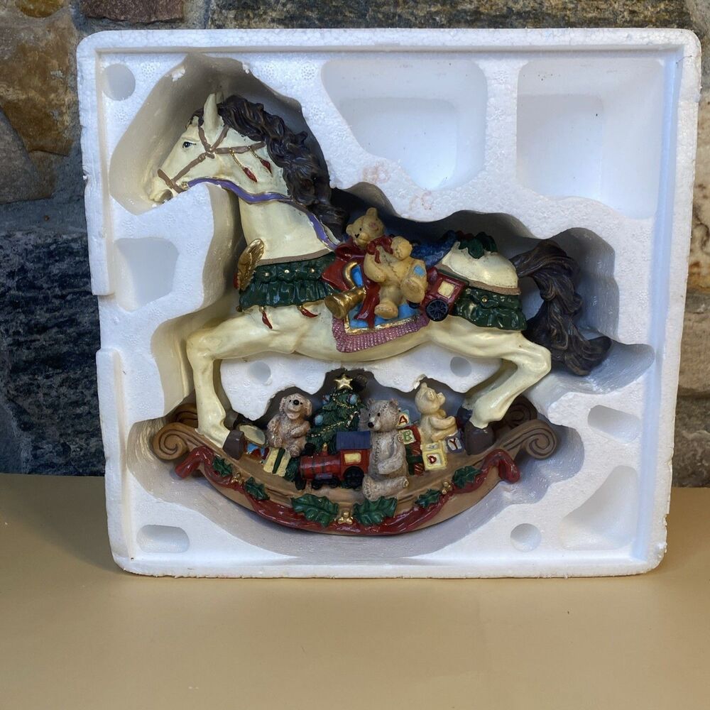 VTG Kirkland Rocking Horse Cedar Creek Christmas Collection Resin Figurine Box